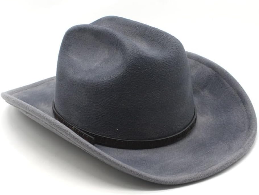 Felt Cowboy Hat, Gray, Wide Brim Western Style with Black Band