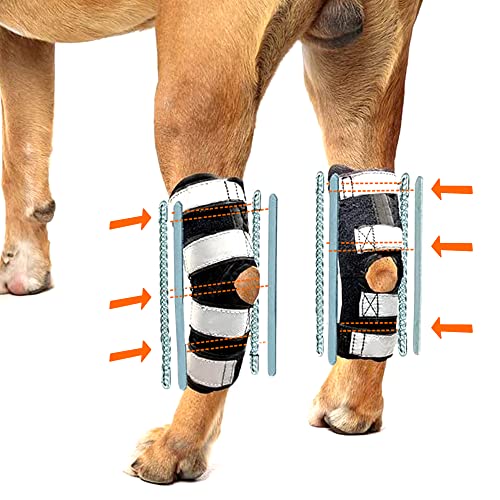 Image of NeoAlly - 3-in-1 Long Rear Leg Hock Brace, Dog Leg Brace for Rear Leg with Rigid & Spring Inserts, Hock and Ankle Support, Dog Leg Sleeve with Reflective Straps, Small, 1 Pair