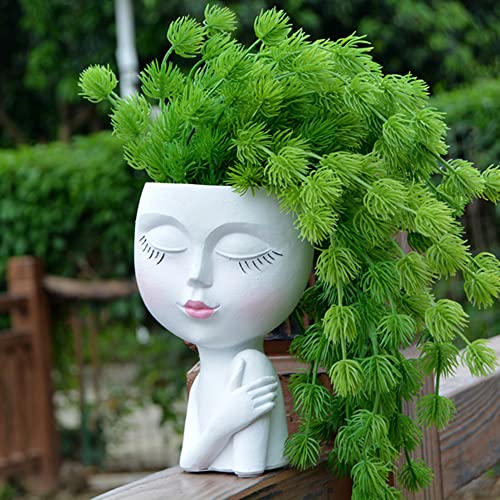 Lovtoctic Face Planters For Indoor Plants, Face Flower Pot Head Planter, Cute Succulent Pot Heads Plant Pots, Small Garden Statue Plant Pot For Outdoor Plants, Art Vase With Plug (7.2" Girl White) #TOP4