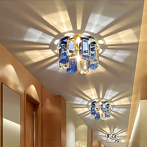 Luz de Pasillo redonda de cristal azul y tecnología LED 3W compacta 4