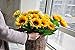 Charmly Artificial Sunflowers 5 Pcs Long Stem Fake Sunflowers Artificial Silk Flowers for Home Hotel Office Wedding Party Garden Decor 23.5'' High