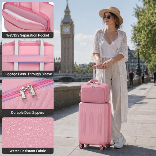 Image of Kono Carry On Luggage Sets 2 Piece, 20 Inch Expandable Hardshell Suitcase