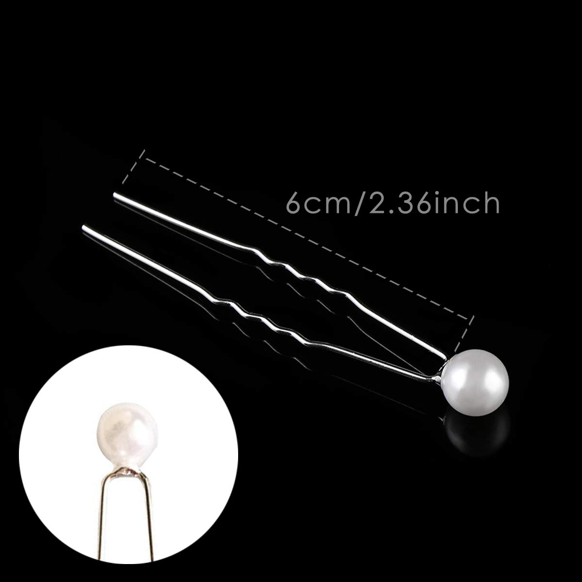 KINGMAS 50 Pack Wedding Pearl Hair Pins Women Bridal Hairpins Clips Accessories (White) 3