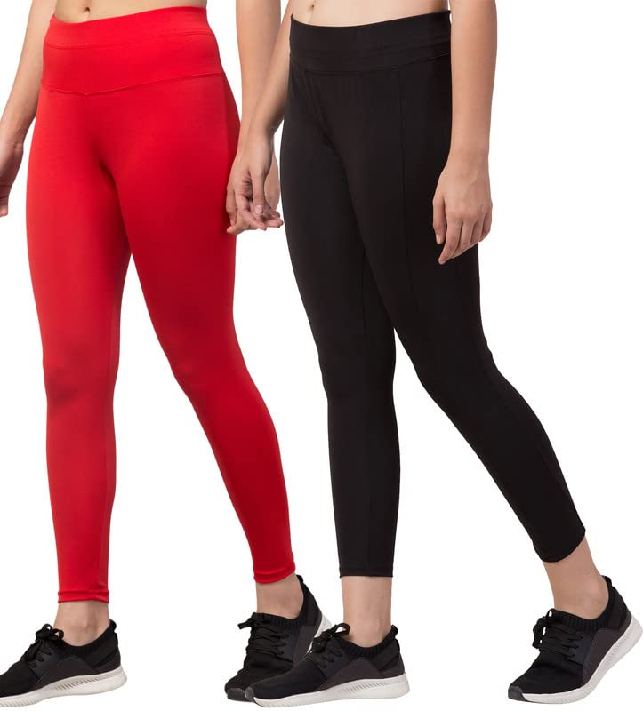 Image of BLUECON Gym wear Leggings Ankle Length Workout Pants | Stretchable Tights | Mid Waist Sports Fitness Yoga Track Pants for Girls & Women (Pack of 2)