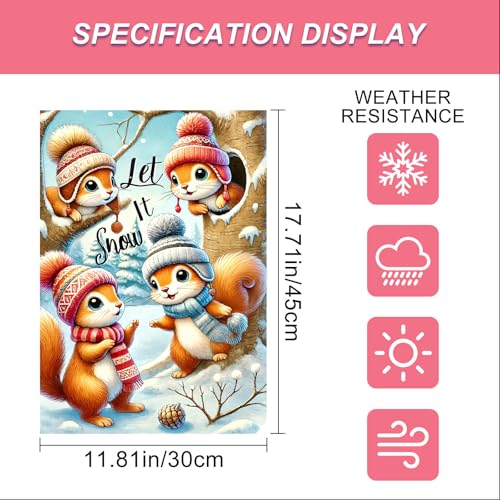 Image of BlissYard Garden Flag Squirrel Forest Winter 12x18 Inch Polyester