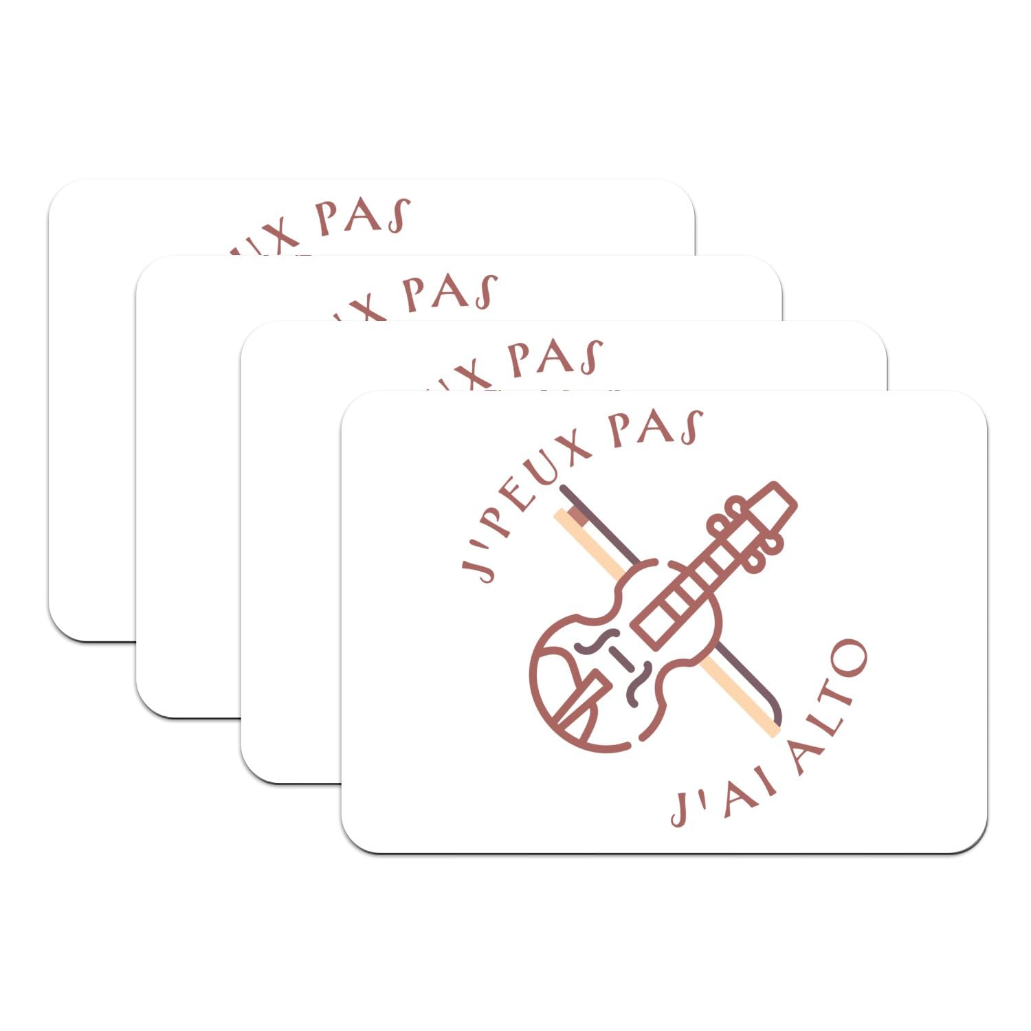 Sets de table alto violon lot de 4 grands formats 39,5x28,5 cm en caoutchouc blanc pour la musique