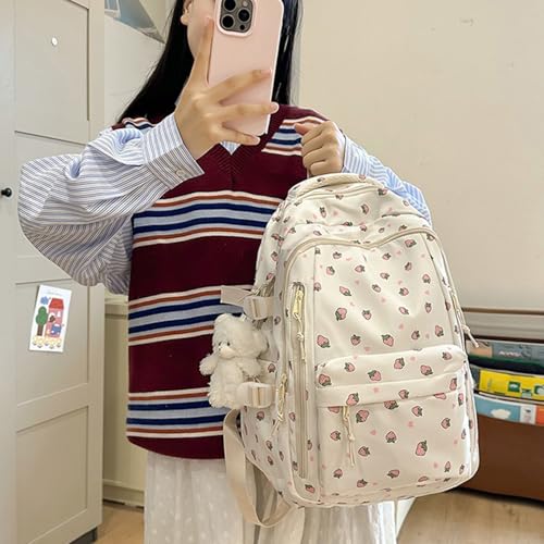 Mochila escolar floral con compartimento para laptop y asas acolchadas 6