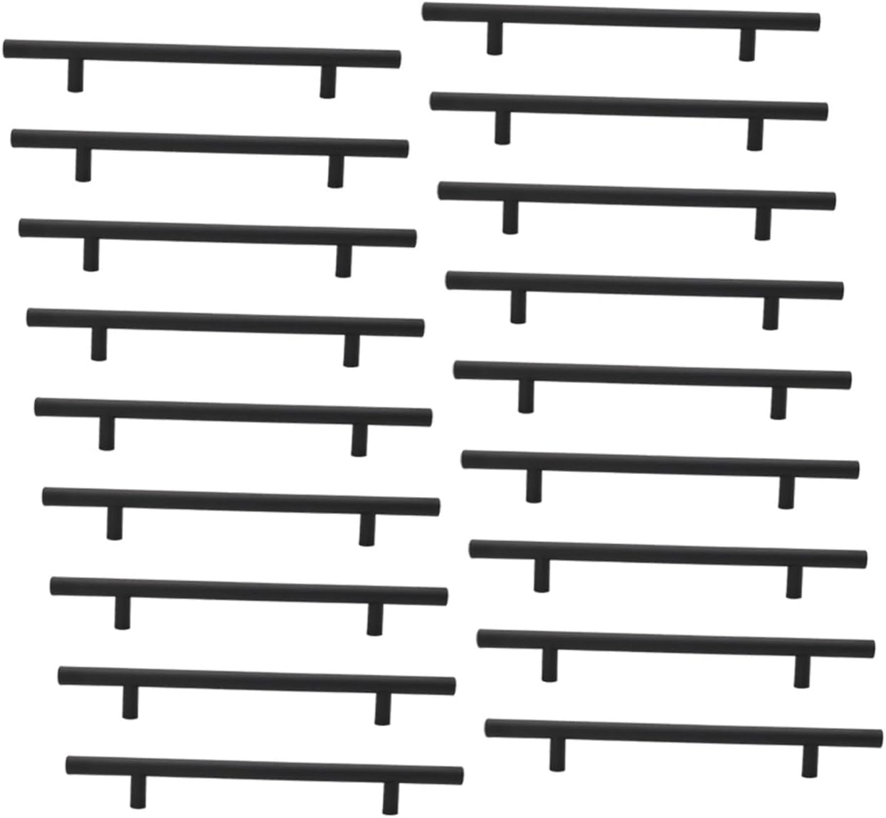 TEHAUX 25pcs Stainless Steel Cabinet Handles Package Black Matte Pulls for Kitchen Home Bathroom