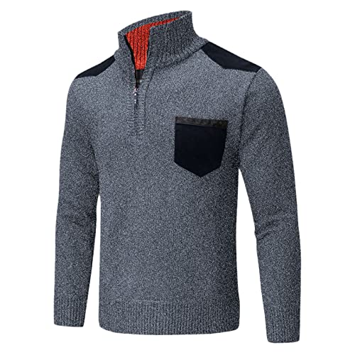 Pull homme demi fermeture éclair Kelsiop col fin tricot gris foncé taille L