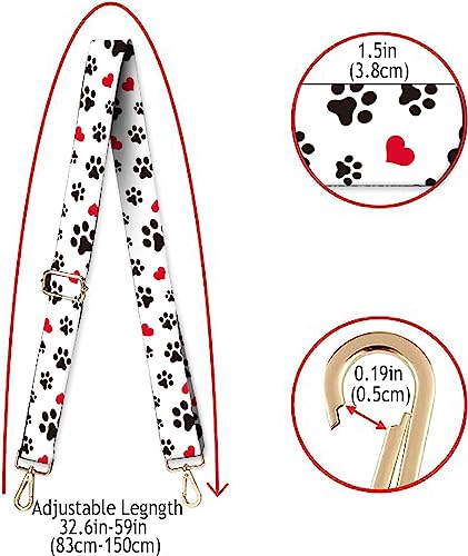 Image of Wide Purse Strap Replacement Crossbody Handbag Shoulder Strap Adjustable Bag Straps Replacement (Cute Dogs Footprints)
