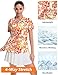 LOMON Womens Collared Golf Shirt Quick Dry Summer 1/4 Zipper Short Sleeve Curved Hem 2025 Fashion Casual Floral Polo Shirt (Orange Leaf,X-Large)