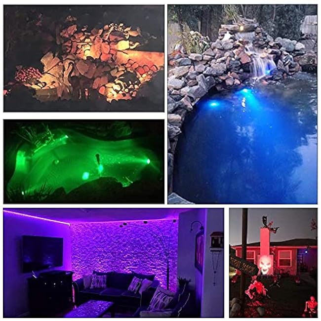 SHOYO Pond Lights, Color Changing Spotlights Submersible Fountain Lights Memory Dim Adjustable IP68 Waterproof Underwater RGB for Outdoor Garden Water Pond Fountain, 4 in Set