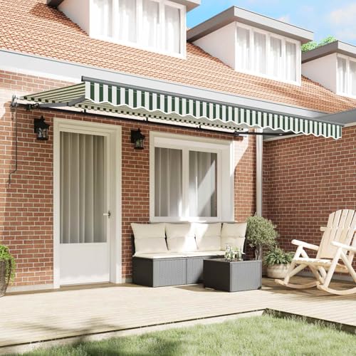 Auvent rétractable vert électrique pour ombrager vos repas sur la terrasse et le jardin