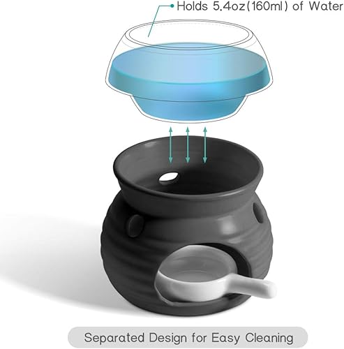 Miniatura 2 de ComSaf Quemador de aceite esencial con cuchara para velas, difusor de aceite de cerámica, difusor de aceite de cerámica, calentador de aceite de