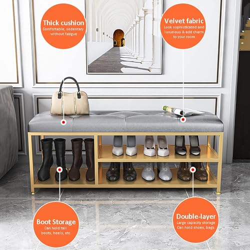 Banc de rangement à chaussures compact avec assise confort et structure métallique - 4