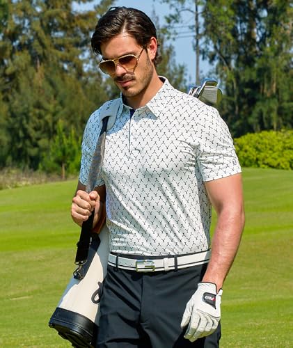  ZITY Mens Golf Shirts Short Sleeve Print Patterns Performance Moisture Wicking Polo Shirt for Active Athletes on the Co