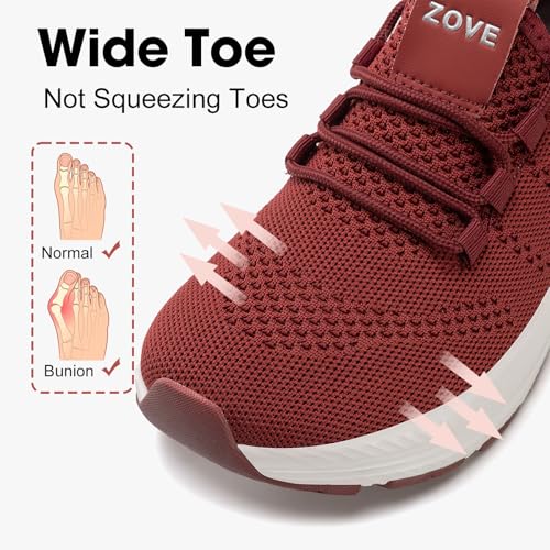 Image of ZOVE Wide Toe Box Shoes Women Extra Wide Width Sneakers Ultra Light Road Running Shoes Non-Slip Tennis Sneakers Breathable Walking Athletic