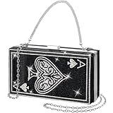 2 méthodes de port : notre pochette de soirée bling pour femme est équipée de 2 chaînes amovibles, un long métal mesurant environ 115 cm de long pour le porter en bandoulière pour un sac à main en strass, et une chaîne courte mesurant environ 40 cm de long pour la prise à la main