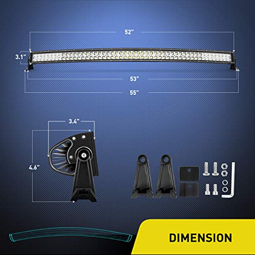 Image of LED Light Bar Nilight 52Inch 300W Curved Spot Flood Combo LED Driving Lamp Off Road Lights LED Work Light for Trucks Boat Jeep Lamp