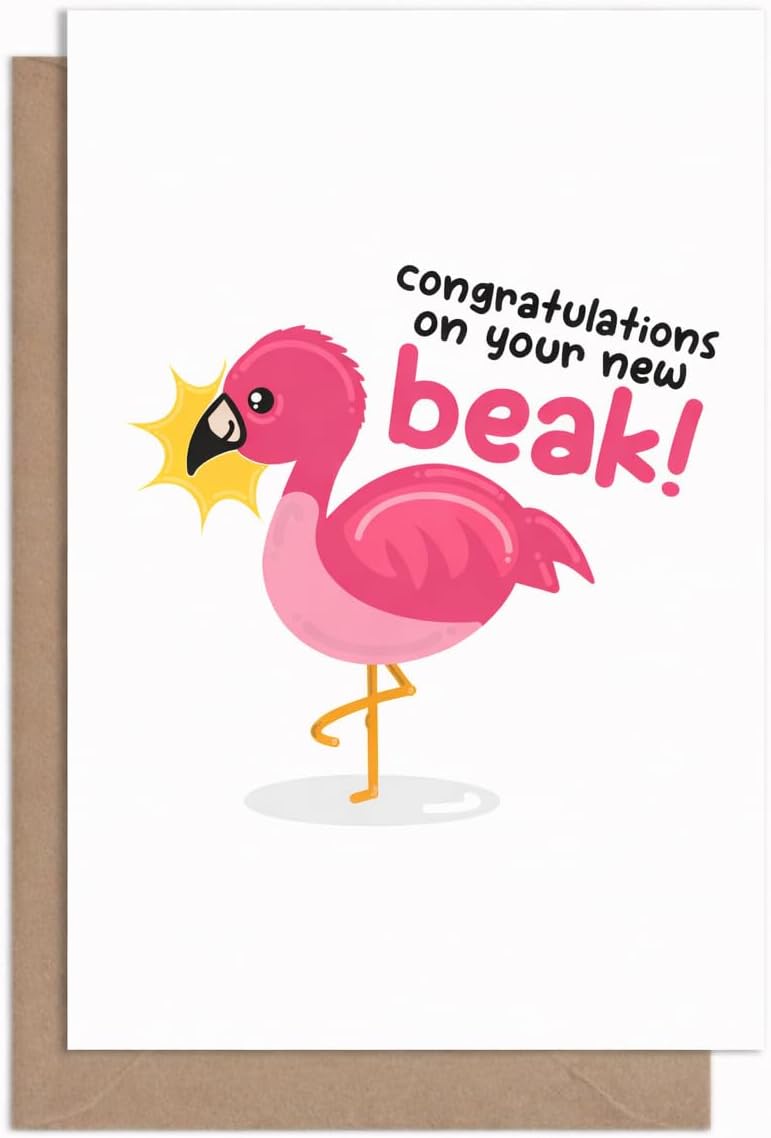 Rude & Funny Homemade Nose Job Greetings Card For Get Well Soon, Rhinoplasty, New Nose, Operation And Surgery By What the Duck Cards - BEAK (Card & Rainbow Confetti)