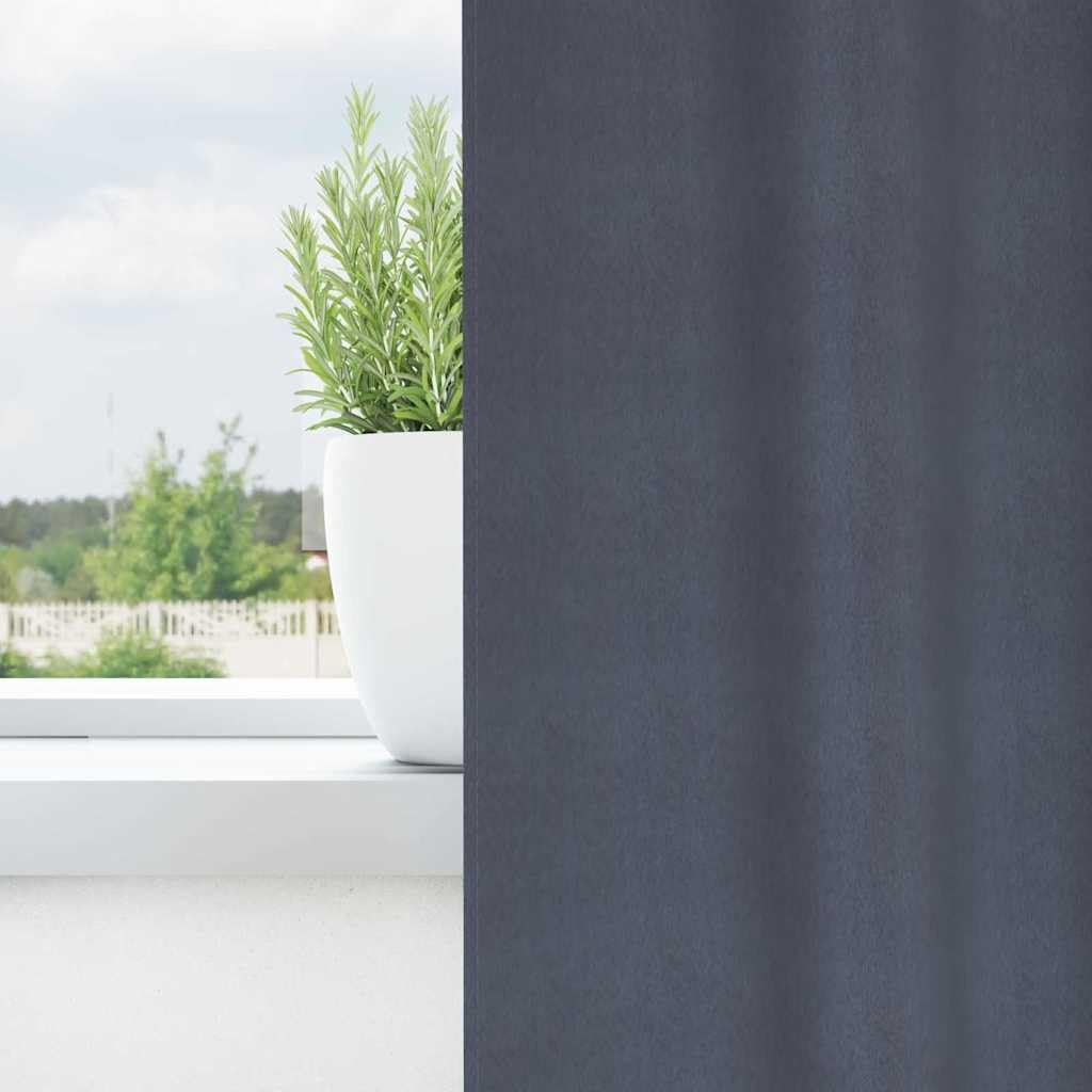 Verdunkelungs-Vorhänge mit Ringen, 2 Stück Anthrazit 225 x 140 cm, Polyester Gardine mit Ösen und Schlaufen, Blickdicht, Lichtdurchlässig, Thermo- und Sichtschutz für Wohnzimmer Schlafzimmer