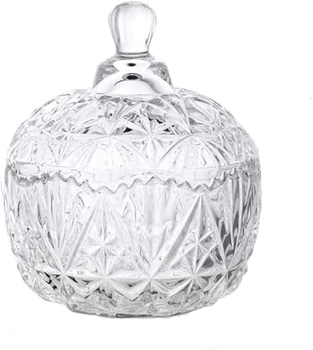 NN Glass Candy Storage jar with Lid Clear Sugar Dish Crystal Covered Candy Bowl Apothecary Food Buffet Container Holder