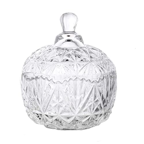 Nn Glass Candy Storage Jar With Lid Clear Sugar Dish Crystal Covered Candy Bowl Apothecary Food Buffet Container Holder #TOP1