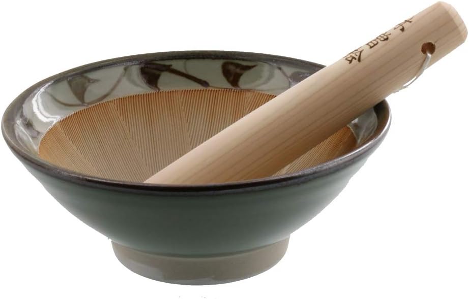 Arabesque Pattern Mortar & Pestle Set (Suribachi & Surikogi) Medium 7.3 inches Made in Japan