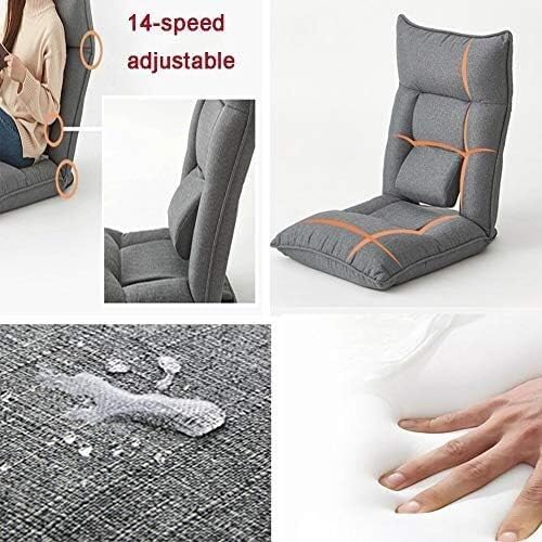 Miniatura 5 de ELEFOCUS Silla de meditación plegable, respaldo ajustable de 14 engranajes, silla acolchada para juegos con soporte lumbar ajustable