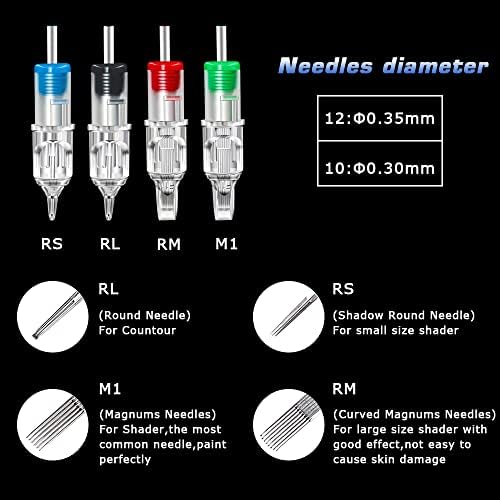 Tattoo Cartridge Needles, CINRA 20Pcs Tattoo Needles 1203RS Disposable Tattoo Needle Cartridges #12 Standard Round Shader Cartridge Tattoo Machine Needles for Tattoo Beginners and Tattoo Artists - 2