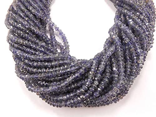 Perles en iolite naturelle facettée 3.5mm de qualité gemme supérieure pour bijoux de créateurs