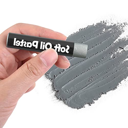 Wanshui 12 Pcs Monochrome Artists Grade Soft Oil Pastels Vibrant And Creamy Colored Chalk Pastels Art Supplies Set For Professionals Painting Drawing White Gray #TOP2