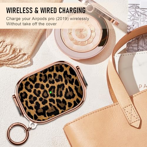 Maxjoy for Cute Airpods Pro 2 case with Safety Lock,Compatible Airpods Pro Case 2nd/1st Gen,for Leopard Print AirPods Case Cover for Women Girly with Keychain-Gold by Maxjoy - Image 6