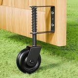 TIBEGOLD 4.3' Heavy Duty Gate Wheel, Black Gate Casters for Outdoor Wooden Gate Fence, Spring Loaded Gate Caster Wheel with Bearing, Gate Wheels with 360° Swivel, 1 Pack