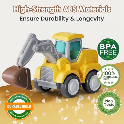 Image of ToyBharat Pressing n go JCB Toys - for Toddlers, Press & Go Truck Toy with Flexible Joints, Fun Car Set for 1+ Year Old Boys & Girls, Birthday Gift for Kids