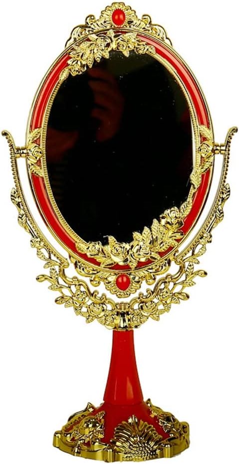 JSEIAJB Retro Bride Red Sided Wedding Dowry Table Mirrors Celebration Wedding Dowry(25 * 52cm)