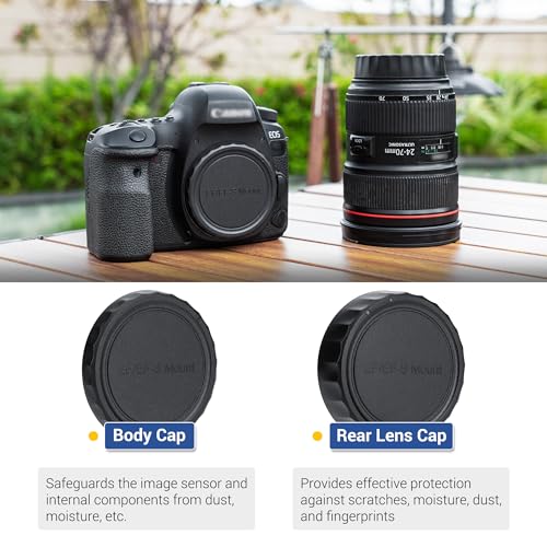 Image of JJC 2-Pack EF Mount Body Cap Rear Lens Cover for Canon T6 T7 T5 90D 80D 5D | for Canon Rebel T4i T5i T6i T6s T7i T8i XTi XSi SL3 SL2 70D 77D 60D 5D Mark II III IV 6D 7D & More EF Mount Camera and Lens