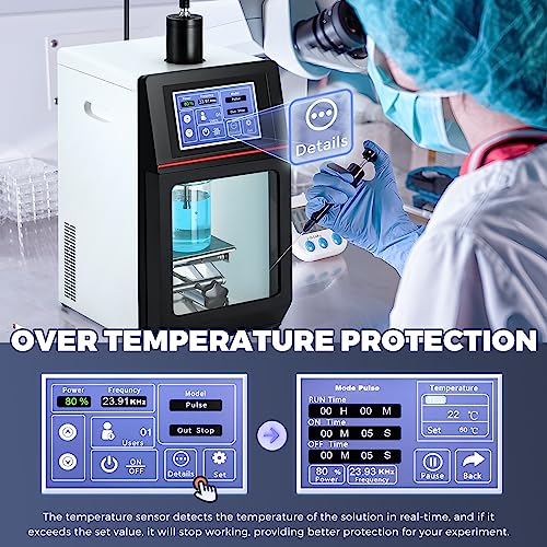 Bonvoisin Touch Screen Ultrasonic Homogenizer Emulsifier Sonicator Processor Cell Disruptor Mixer With 20Mm Probe (2000W, 1000-3000Ml) #TOP4