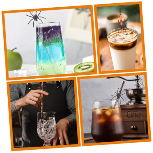 Outanaya 40pcs Halloween Spider Dot Paper Straws miniatura 4