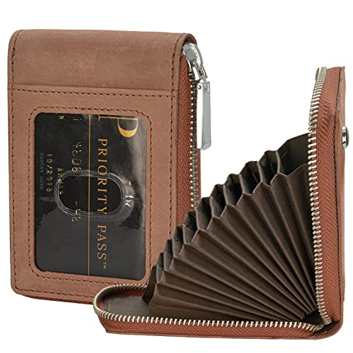 Image of HORNBULL Steve Brown RFID Blocking Leather Wallet for Men | Vertical Credit Debit Card Holder
