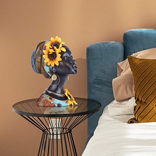 African Art Sculptures Modern African Women Statues Room Decor,Resin African Figurines Black African American Bust Statue,Suitable For Living Room Desktop Entrance Decor African Decorations For Home #TOP5
