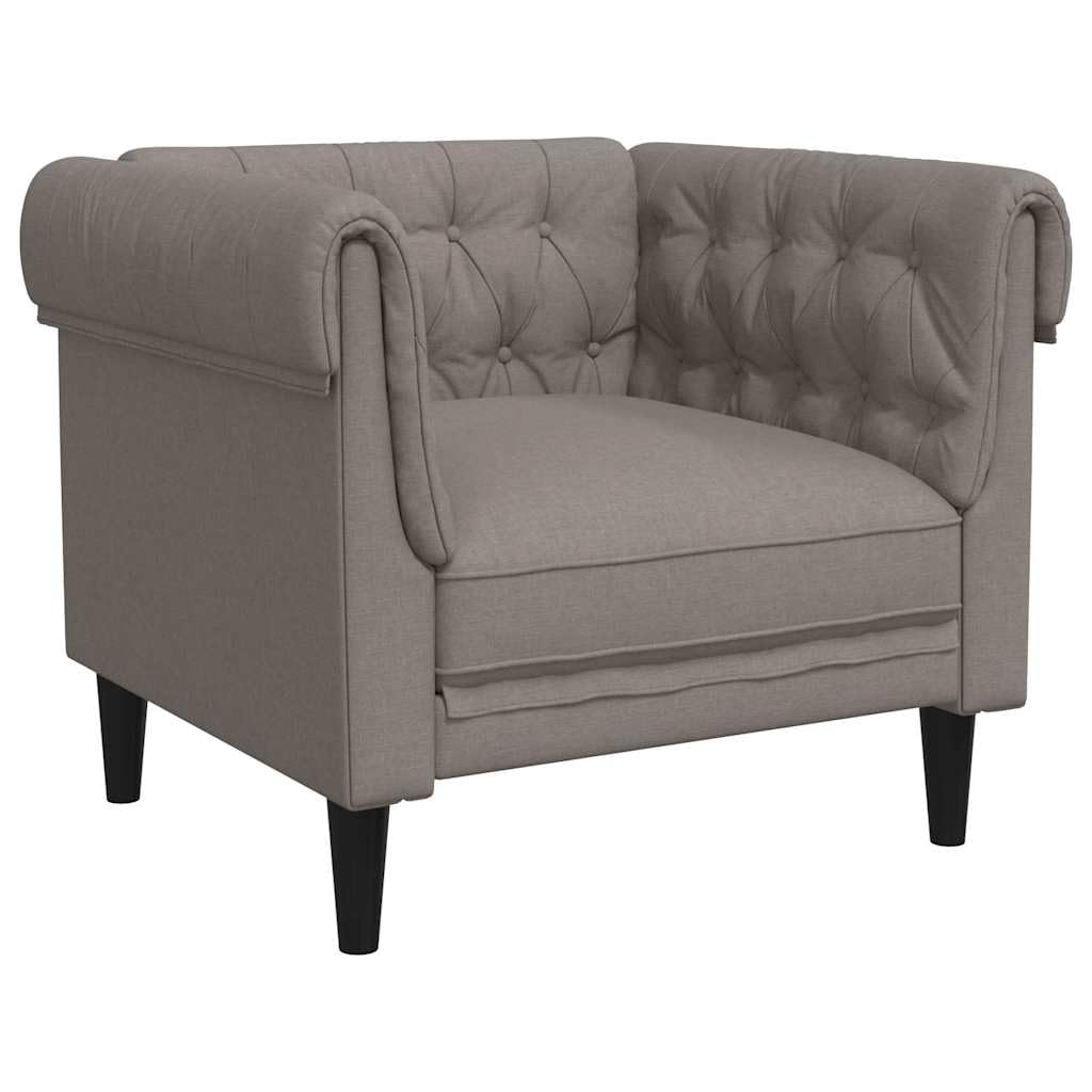 Sillón Chesterfield de Tela Gris taupé,16.4kg-372543