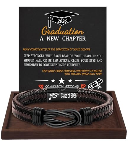 Image of Btysun Fathers Day Gift, Gifts for Men Morse Code Bracelets for Men 2026 Graduation Gifts Mens Bracelet for Him Boyfriend Husband Leather Bracelet Motivational Birthday Jewelry Stocking Stuffers