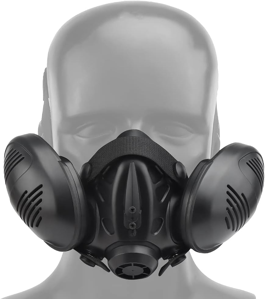 Tactical Respirator Mask Helmet Half Face Gas Mask for Paintball Airsoft Hunting Halloween Party Cosplay