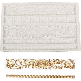 Silicone Fondant Cake Decorating Mould Scroll Mould Totem Leaf Baroque Style for Chocolate Baking Sugar Craft Polymer Clay Soap Cupcake - XK802