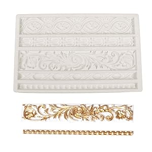 Curlicues Molde para tartas diseño de hojas de tótem de silicona, fondant, decoración de pasteles, estilo barroco torta de Sugarcraft magdalenas arcilla polimérica - XK802