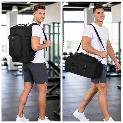 MIYCOO Gym Bag for Men Women with Shoes Compartment - Duffle Bag, Travel Backpack, Sports Backpack, Weekender Overnight Bag with Wet Pocket - Dark Blue by MIYCOO - Image 4
