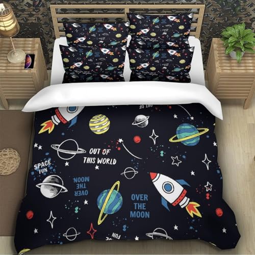 Parure de lit spatiale 3D avec housse de couette 200x200cm en microfibre double - 5