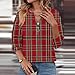 Half Zip Pullover Women Dressy Long Sleeve Plaid Shirts Crewneck Loose Fit Oversized Sweatshirt Casual V Neck Quarter Zip Pullover Tops Lightweight Western Sweater Top Fashion Fall Winter Outfits