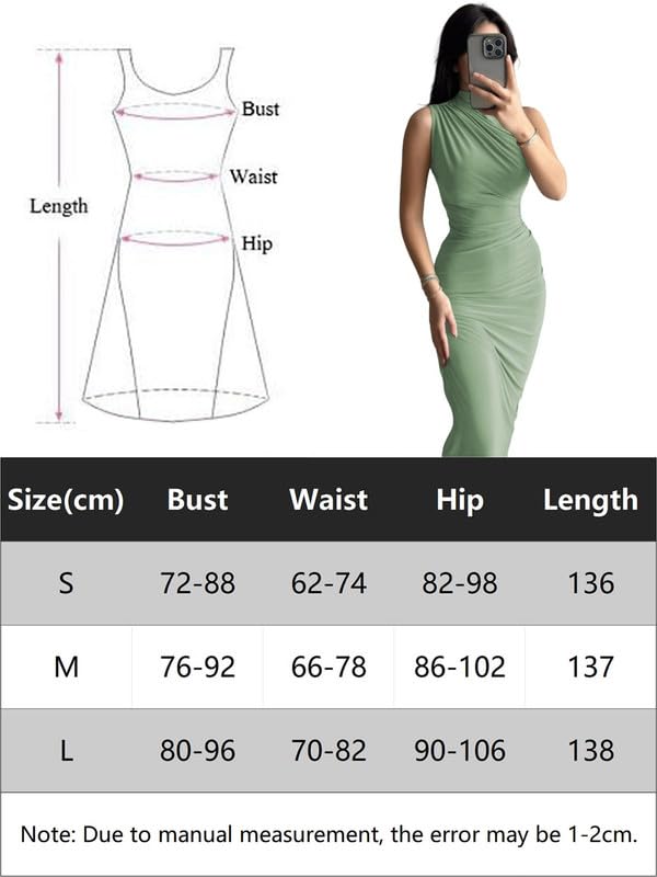 Vestido Mujer Sexy sin Mangas Cuello Alto Vestidos Largo Ajustado Elegante Maxi Vestido con Abertura Verano Cintura Alta Slim Fit Wrap Vestidos Fruncido de Fiesta Cóctel Noche Clubwear
